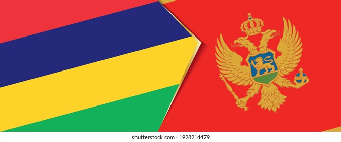 Banderas de Mauricio y Montenegro, dos banderas vectoriales símbolo de relación o enfrentamiento.