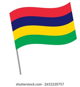 Bandeira nacional mauriciana flutters com mastro
