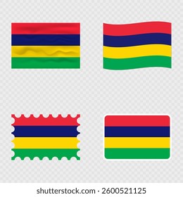 Mauritius national flag in four different styles.