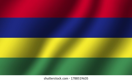 ilustración vectorial de la bandera ondulada nacional de mauricio. modo de cierre de tela textil