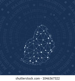Mauritius network style island map. Curious space style, modern design for infographics or presentation.
