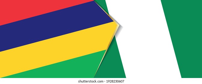 Mauritius and Nigeria flags, two vector flags symbol of relationship or confrontation.