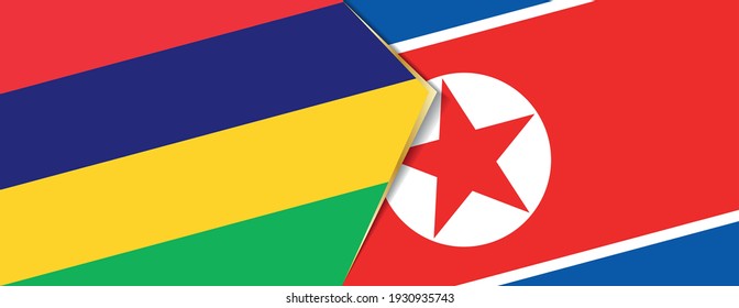 Mauritius and North Korea flags, two vector flags symbol of relationship or confrontation.