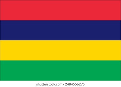 Mauritius official flag vector with standard size and proportion. National flag emblem with accurate size and colors.