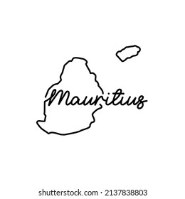 Mauritius outline map with the handwritten country name. Continuous line drawing of patriotic home sign. A love for a small homeland. T-shirt print idea. Vector illustration.