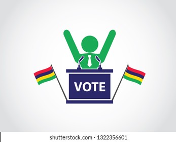Mauritius Podium Celebrate Politician Speech Poll