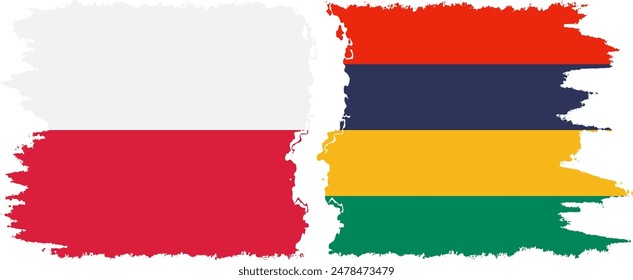 Mauricio y Polonia grunge banderas conexión, Vector