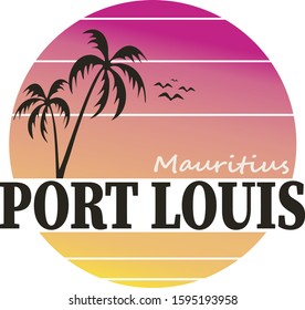 Mauritius Port Louis Emblema. Vector Design National. Illustration Country Symbol. Insignia Banner Logo.