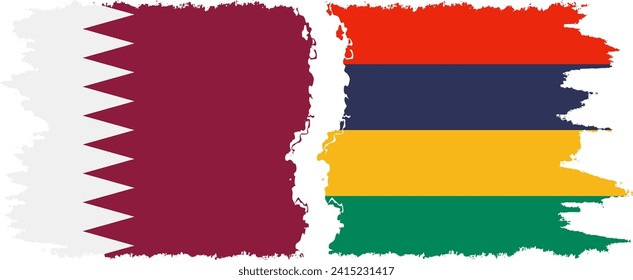 Conexión de banderas de grifo de Mauricio y Qatar, vector