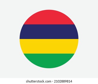 Mauritius Round Country Flag. Mauritian Circle National Flag. Republic of Mauritius Circular Shape Button Banner. EPS Vector Illustration. svg