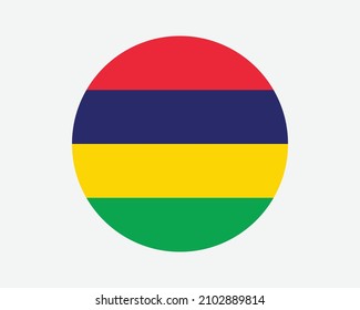 Mauritius Round Country Flag. Mauritian Circle National Flag. Republic of Mauritius Circular Shape Button Banner. EPS Vector Illustration.