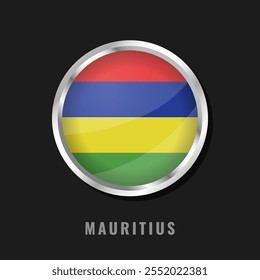 Mauritius round framed national flag. Circular glossy flag of Mauritius.