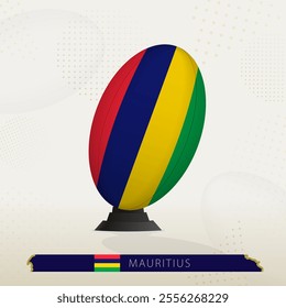 Mauritius Rugby Ball on Rugby Kicking Tees with Modern Design. Illustration perfect for sports, national pride, and rugby-related projects.