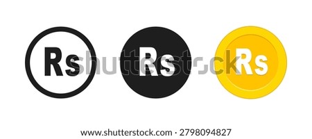 Mauritius Rupee Currency Symbol and Coin Icon Set Vector Illustration