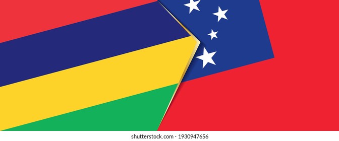 Mauritius and Samoa flags, two vector flags symbol of relationship or confrontation.