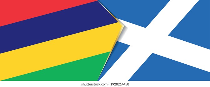 Banderas de Mauricio y Escocia, dos banderas vectoriales símbolo de relación o enfrentamiento.