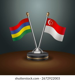 A tabela Maurício e Cingapura sinaliza a relação com o plano de fundo de gradiente. Ilustração de vetor
