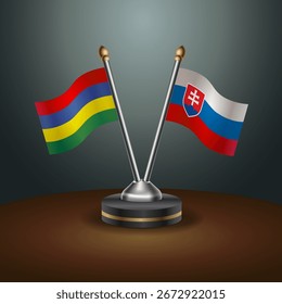 A tabela Maurícia e Eslováquia sinaliza a relação com o plano de fundo de gradiente. Ilustração de vetor
