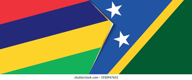 Banderas de Mauricio y las Islas Salomón, dos banderas vectoriales símbolo de relación o enfrentamiento.