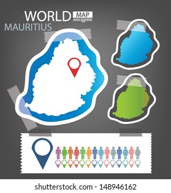 Mauritius. Sticker. Map vector Illustration