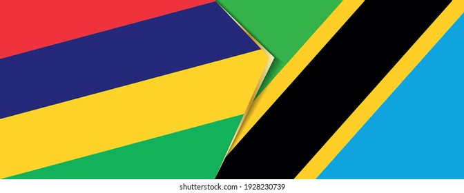 Mauritius and Tanzania flags, two vector flags symbol of relationship or confrontation.