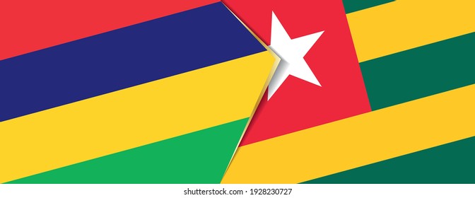 Mauritius and Togo flags, two vector flags symbol of relationship or confrontation.