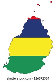 Mauritius vector map with the flag inside.