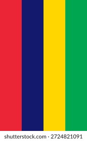 Mauritius vertical flag in official colors, dimensions and aspect ratio. Vector flag symbolizing national pride, identity, heritage, patriotism and authority