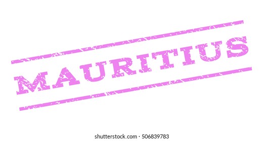 Mauritius watermark stamp. Text caption between parallel lines with grunge design style. Rubber seal stamp with scratched texture. Vector violet color ink imprint on a white background.