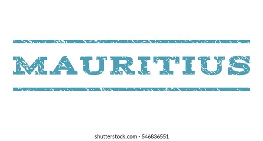Mauritius watermark stamp. Text caption between horizontal parallel lines with grunge design style. Rubber seal stamp with dirty texture. Vector cyan color ink imprint on a white background.