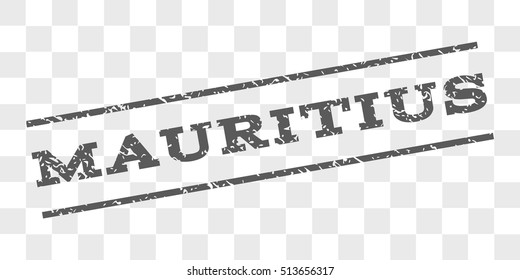 Mauritius watermark stamp. Text tag between parallel lines with grunge design style. Rubber seal stamp with unclean texture. Vector grey color ink imprint on a chess transparent background.