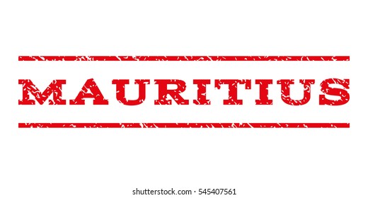 Mauritius watermark stamp. Text tag between horizontal parallel lines with grunge design style. Rubber seal stamp with dirty texture. Vector intensive red color ink imprint on a white background.