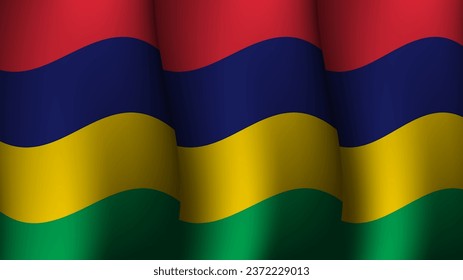 mauritius waving flag background design on sunset view vector illustration suitable for poster, social media design event on mauritius