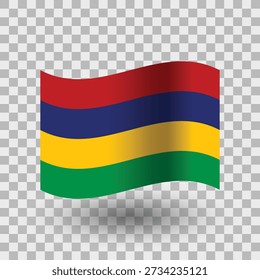 Mauritius wavy flag isolated transparent background