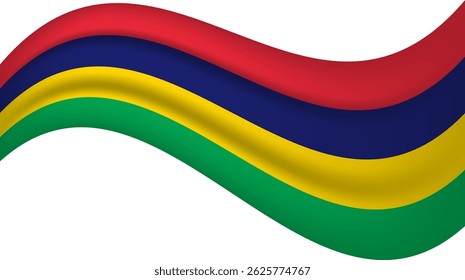 Mauritius wavy flag, waving flag vector illustration