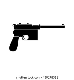 Mauser pistol black simple icon. Flat style for web and mobile. Vector