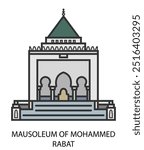 Mausoleum of Mohammed V,  Rabat, Morocco. Travel icon