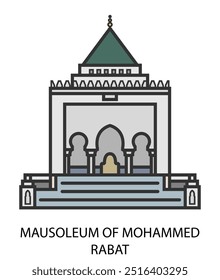 Mausoleum von Mohammed V, Rabat, Marokko. Reisesymbol