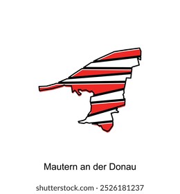 Mautern an der Donau Karte, Vektorgrafik von Österreich mit Vorlage für geometrische Streifenfarbsymbole