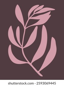 mauve branch plant silhouette Minimalist