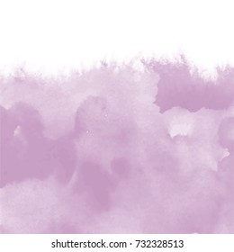 Mauve Colored Watercolor Area With Cloudy Border On White Background, Vector Illustration