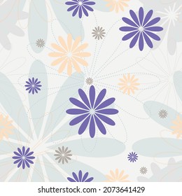 Mauve delicado vector de flores interminable. Patrón transparente de colores pasteles.