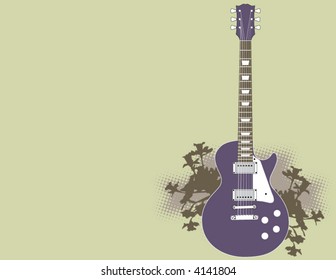 Mauve guitar on a floral background