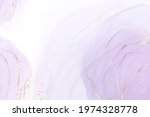Mauve liquid watercolor background with golden glitter splash. Pastel violet marble alcohol ink drawing effect. Vector illustration of abstract stylish fluid art amethyst backdrop.