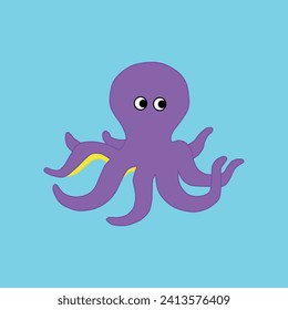 The mauve octopus on the light blue background