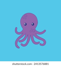 The mauve octopus on the light blue background