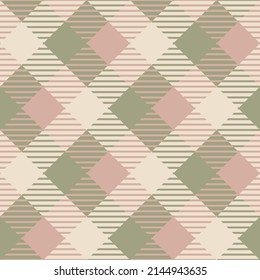 Mauve pink beige and olive green plaid pattern, repeatable and seamless 