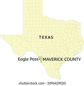 Maverick County and city of Eagle Pass location on Texas state map