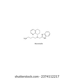 Mavorixafor flat skeletal molecular structure CXCR4 antagonist drug used in neutropenia treatment. Vector illustration.