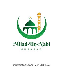 Mawlid al nabi or Eid Milad Un Nabi islamic greeting card, poster and banner Translation:  "The honorable Birth of Prophet Mohammad" Arabic Calligraphy